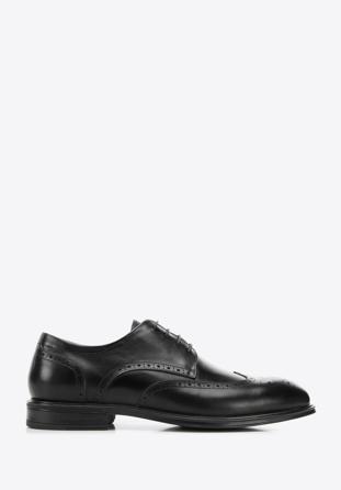 Men's leather brogue shoes, black, 94-M-906-1-41, Photo 1