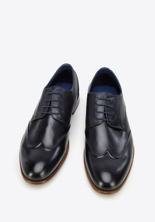 Men's leather Derby shoes, navy blue, 96-M-520-N-43, Photo 1