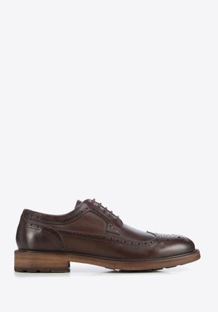 Men's leather Derby shoes, dark brown, 95-M-702-4-41, Photo 1