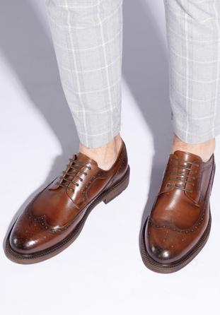 Men's leather Derby shoes, brown, 95-M-702-5-43, Photo 1