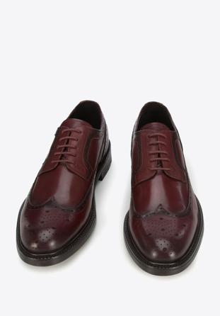Men's leather Derby shoes, burgundy, 95-M-702-3-45, Photo 1