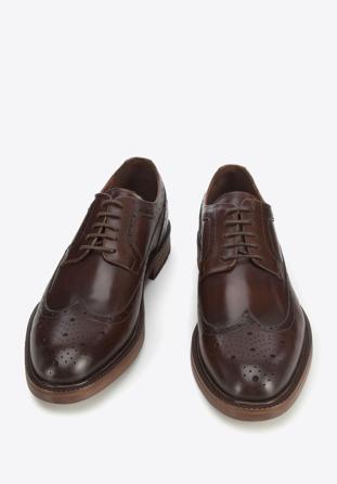 Men's leather Derby shoes, dark brown, 95-M-702-4-42, Photo 1