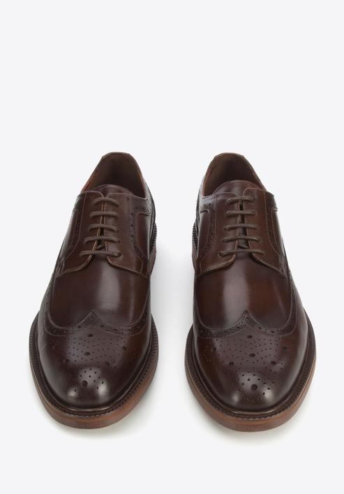 Men's leather Derby shoes, dark brown, 95-M-702-4-40, Photo 3