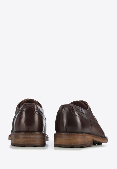 Men's leather Derby shoes, dark brown, 95-M-702-4-42, Photo 4