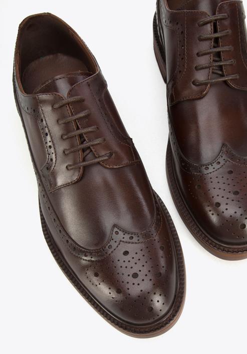 Men's leather Derby shoes, dark brown, 95-M-702-5-40, Photo 7