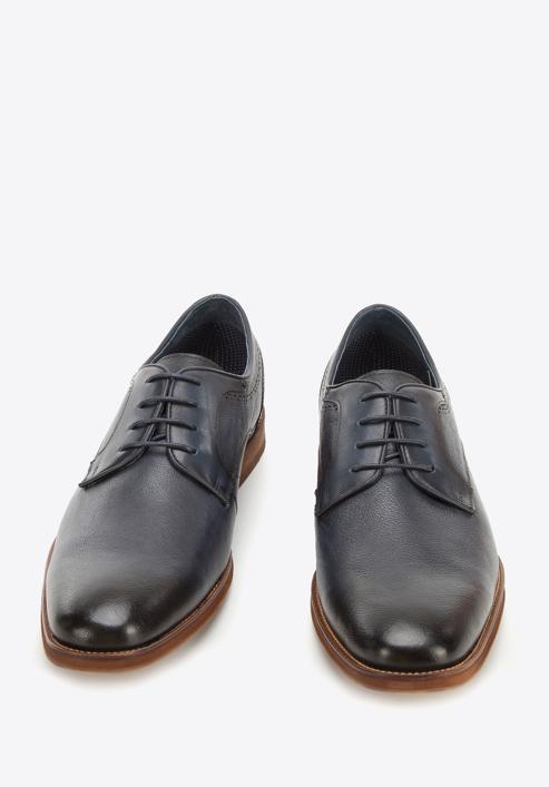 Men's leather lace up shoes, navy blue, 94-M-516-N-44, Photo 2