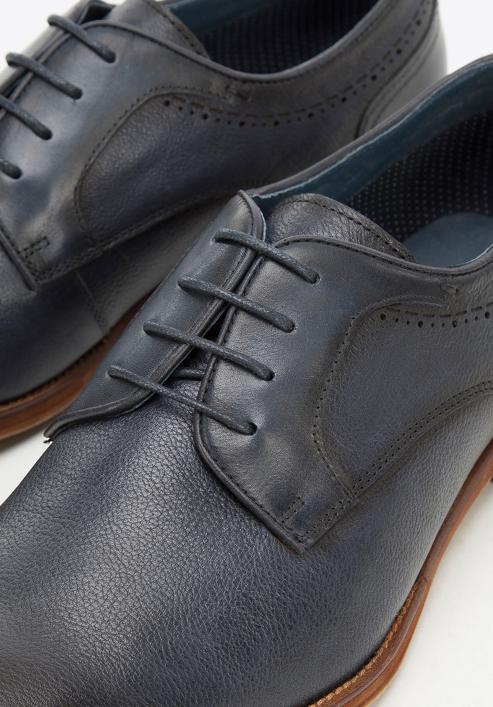 Men's leather lace up shoes, navy blue, 94-M-516-N-43, Photo 7