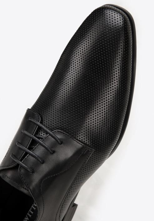 Men's perforated leather dress shoes, black, 98-M-705-1P-44, Photo 9