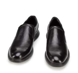 MÄ™skie pÃ³Å‚buty wsuwane z gÅ‚adkiej skÃ³ry, czarny, 94-M-507-1-45, ZdjÄ™cie 1