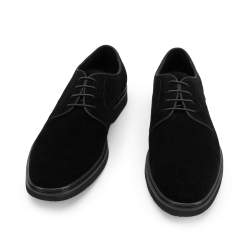 Men's perforated suede shoes, black, 94-M-509-1-41, Photo 1