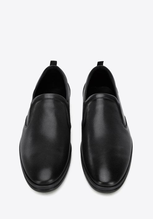 Men's leather perforated shoes, black, 96-M-515-N-42, Photo 2