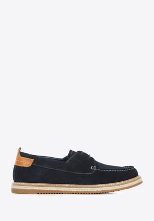 Men's suede shoes with rope effect sole