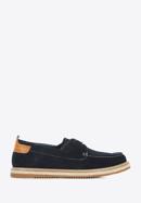 Men's suede shoes with rope effect sole, navy blue, 96-M-516-Z-42, Photo 1