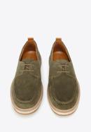 Men's suede shoes with rope effect sole, green, 96-M-516-Z-45, Photo 2