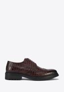 Men's croc-embossed leather shoes, burgundy, 95-M-504-3-39, Photo 1