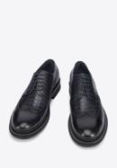 Men's croc-embossed leather shoes, navy blue, 95-M-504-3-45, Photo 2