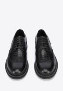 Men's croc-embossed leather shoes, black, 95-M-504-1-39, Photo 3