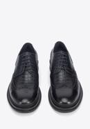 Men's croc-embossed leather shoes, navy blue, 95-M-504-1-41, Photo 3