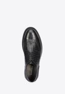 Men's croc-embossed leather shoes, black, 95-M-504-N-44, Photo 5