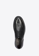 Men's croc-embossed leather shoes, black, 95-M-504-N-39, Photo 5