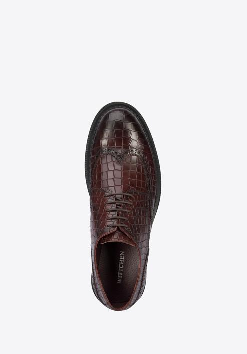 Men's croc-embossed leather shoes, burgundy, 95-M-504-1-41, Photo 5