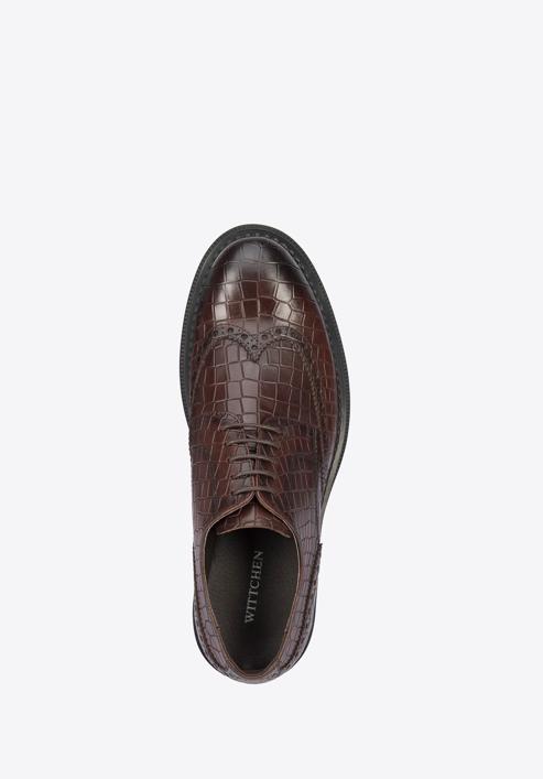 Men's croc-embossed leather shoes, brown, 95-M-504-4-41, Photo 5