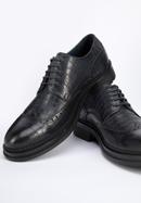 Men's croc-embossed leather shoes, navy blue, 95-M-504-3-45, Photo 7