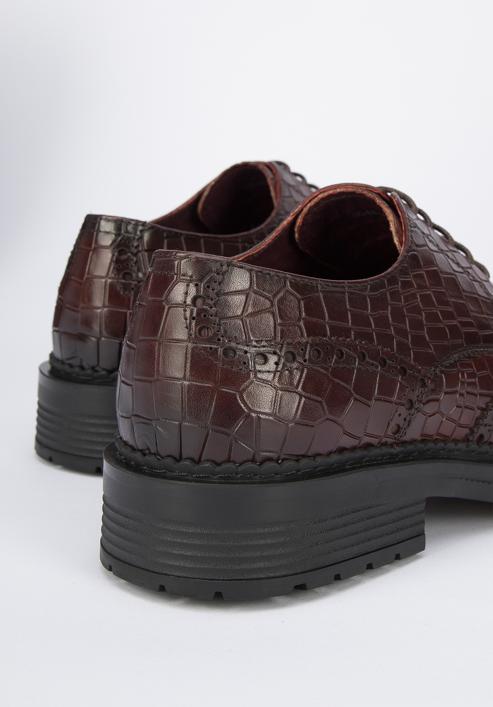 Men's croc-embossed leather shoes, burgundy, 95-M-504-3-39, Photo 8