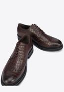 Men's croc-embossed leather shoes, brown, 95-M-504-4-41, Photo 8