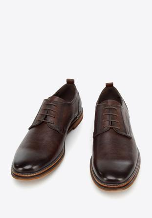 Men's leather lace up shoes, dark brown, 94-M-519-4-41, Photo 1