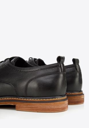 MÄ™skie pÃ³Å‚buty ze skÃ³ry w stylu retro, czarny, 94-M-519-1-40, ZdjÄ™cie 1