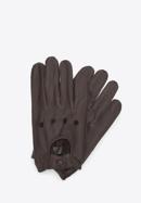 Men's leather driving gloves, dark brown, 46-6A-001-1-L, Photo 1