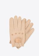 Men's leather driving gloves, beige, 46-6A-001-0-M, Photo 1