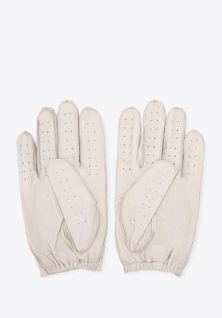 Męskie rękawiczki skórzane samochodowe, kremowy, 46-6A-001-0-XL, Zdjęcie 1