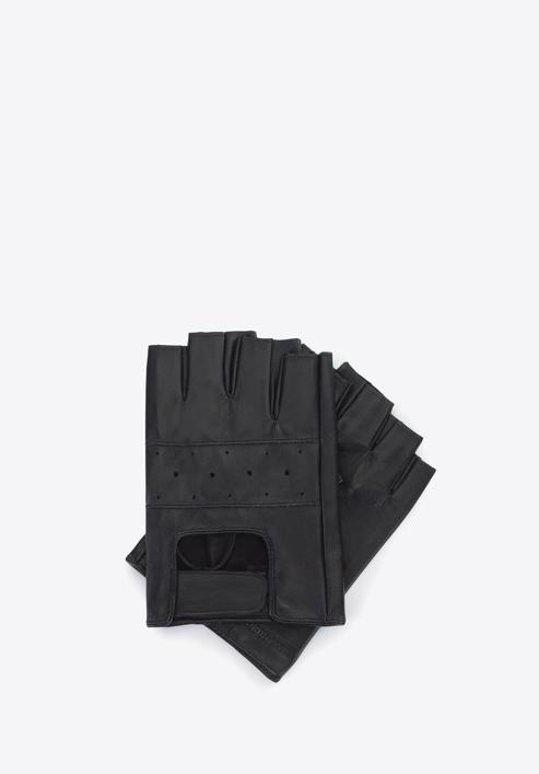 Męskie rękawiczki skórzane samochodowe na rzep, czarny, 46-6-387-1-M, Zdjęcie 1