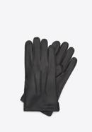 Męskie rękawiczki skórzane z marszczeniami, czarny, 44-6A-002-1-M, Zdjęcie 1
