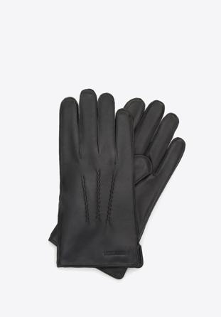 Męskie rękawiczki skórzane z marszczeniami, czarny, 44-6A-002-1-XS, Zdjęcie 1