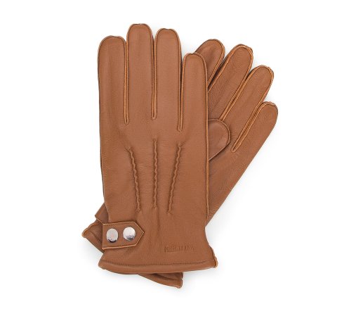 Чоловічі шкіряні рукавички з декоративними кнопками 39-6A-014-5