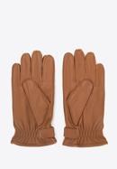 Męskie rękawiczki skórzane z ozdobnymi zatrzaskami, brązowy, 39-6A-014-5-M, Zdjęcie 2
