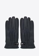 Męskie rękawiczki skórzane z ozdobnymi zatrzaskami, czarny, 39-6A-014-1-S, Zdjęcie 3