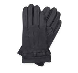 Męskie rękawiczki skórzane z paskiem na zatrzask, ciemny brąz, 45-6A-016-5-XL, Zdjęcie 1