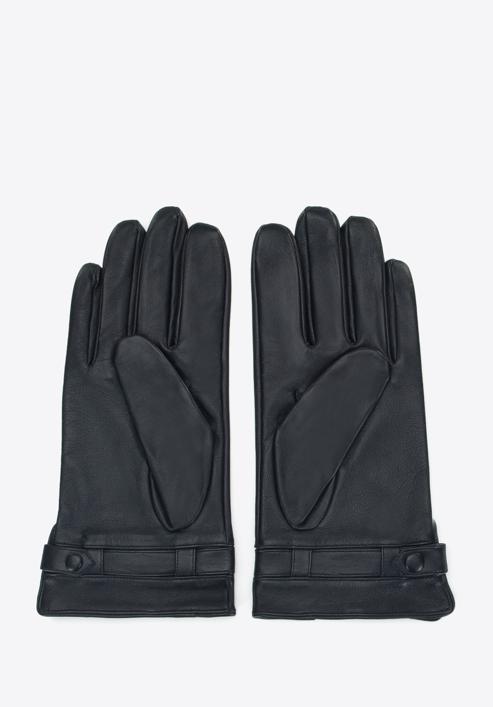 Męskie rękawiczki skórzane z paskiem na zatrzask, czarny, 45-6A-016-5-S, Zdjęcie 2