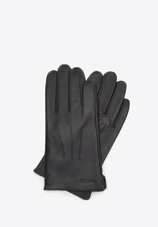 Męskie rękawiczki skórzane z przeszyciami, czarny, 44-6A-001-1-M, Zdjęcie 1