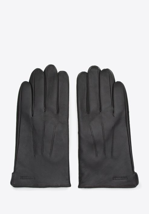 Męskie rękawiczki skórzane z przeszyciami, czarny, 44-6A-001-4-S, Zdjęcie 2
