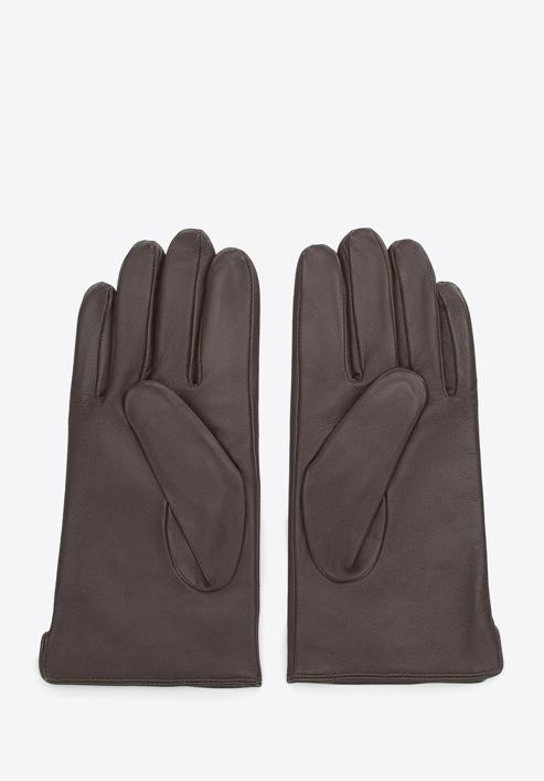 Męskie rękawiczki skórzane z przeszyciami, brązowy, 44-6A-001-4-L, Zdjęcie 3