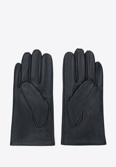 Męskie rękawiczki skórzane ze stębnowaniem, czarny, 39-6A-001-1-XS, Zdjęcie 2