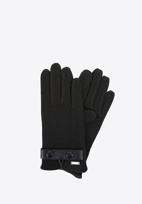 Męskie rękawiczki wełniane do smartfona, czarny, 47-6-X93-1-U, Zdjęcie 1