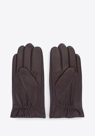 Męskie rękawiczki ze skóry z przeszyciami, ciemny brąz, 44-6-457-B-S, Zdjęcie 1