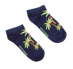 Men's Hawaiian print no show socks, navy blue-green, 92-SK-004-X2-40/42, Photo 1
