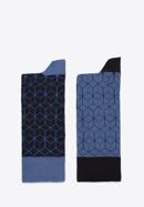 Męskie skarpetki w kontrastowy geometryczny wzór – zestaw 2 par, niebiesko-czarny, 98-SM-S02-X1-43/45, Zdjęcie 2